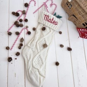 Calcetín de punto navideño personalizado