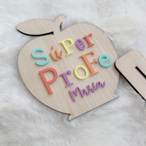 Manzana escritorio "SÚPER PROFE" (madera y metacrilato)